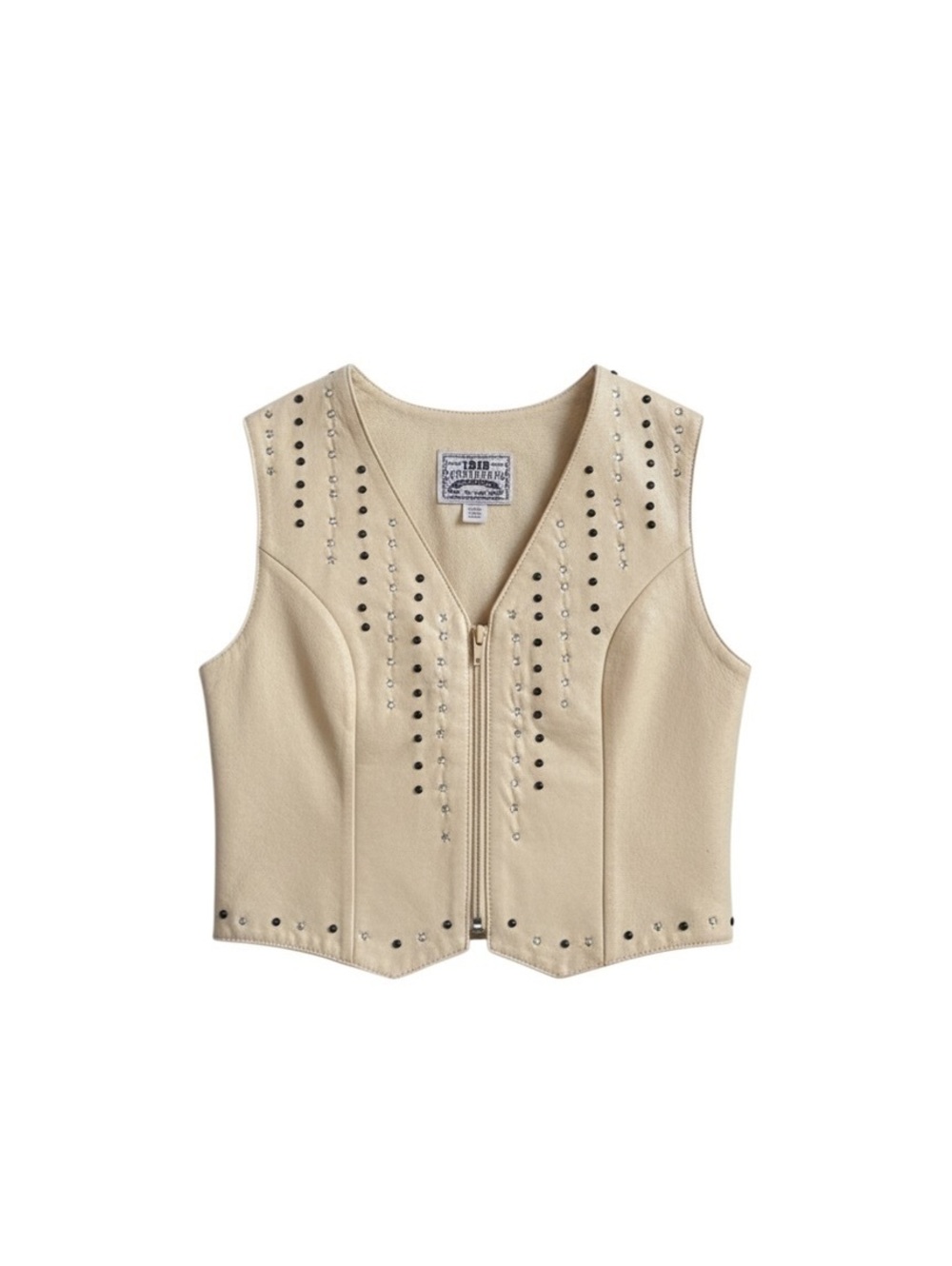 Vintage Cream Rhinestone Studded Western Vest